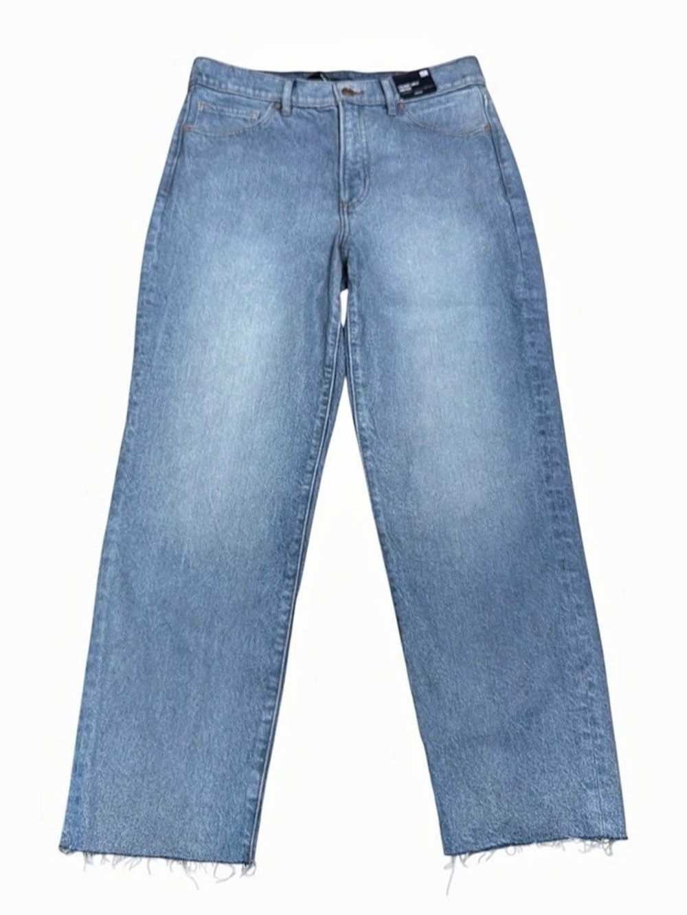 90s Express High Rise Straight Ankle Jeans 10R Light Wash Raw Hem Stretch NWT